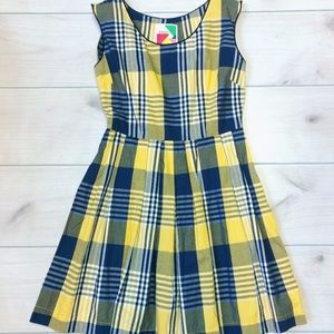 Fervour Yellow & Blue Plaid Dress